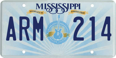 MS license plate ARM214