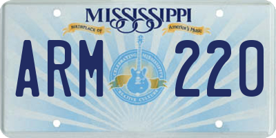 MS license plate ARM220