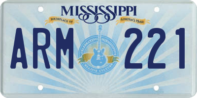 MS license plate ARM221