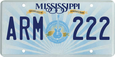 MS license plate ARM222