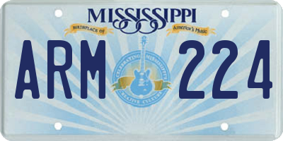MS license plate ARM224