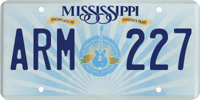 MS license plate ARM227
