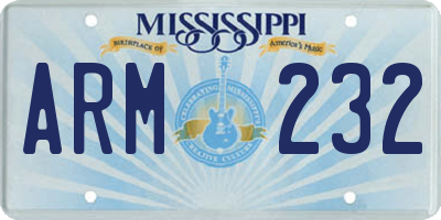 MS license plate ARM232