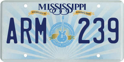 MS license plate ARM239