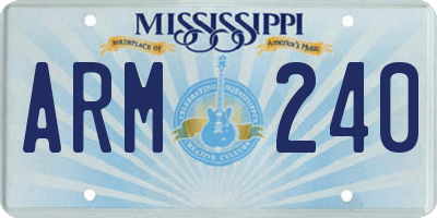 MS license plate ARM240