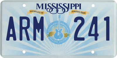 MS license plate ARM241