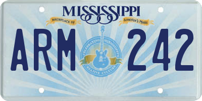MS license plate ARM242