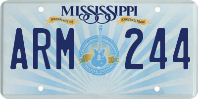 MS license plate ARM244