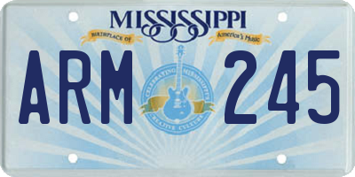 MS license plate ARM245