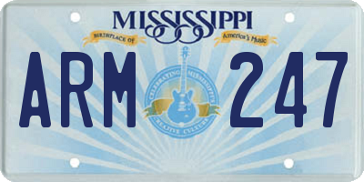 MS license plate ARM247