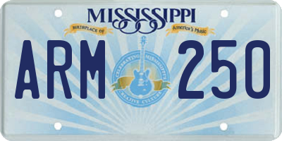 MS license plate ARM250