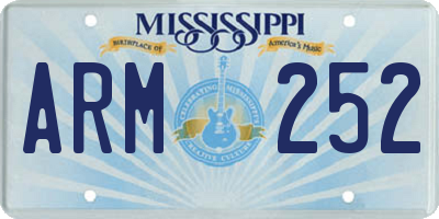 MS license plate ARM252