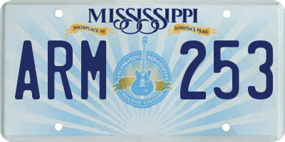 MS license plate ARM253