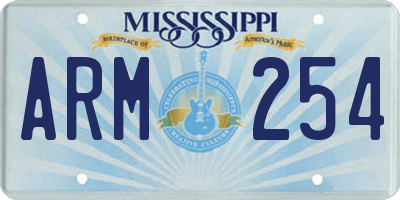 MS license plate ARM254