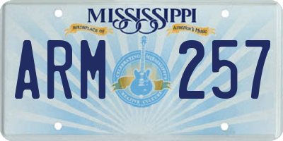 MS license plate ARM257