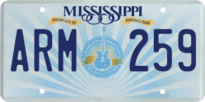 MS license plate ARM259
