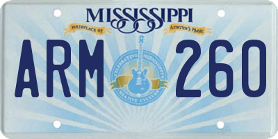 MS license plate ARM260