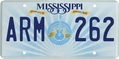 MS license plate ARM262