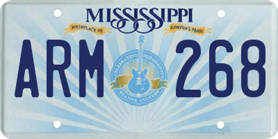 MS license plate ARM268