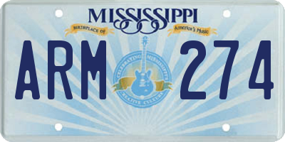 MS license plate ARM274