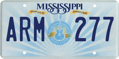 MS license plate ARM277