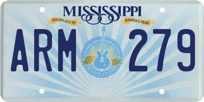 MS license plate ARM279