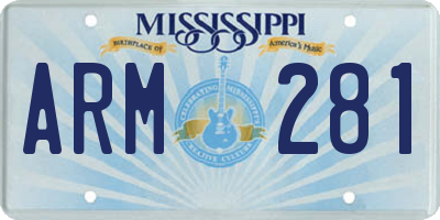 MS license plate ARM281
