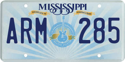 MS license plate ARM285