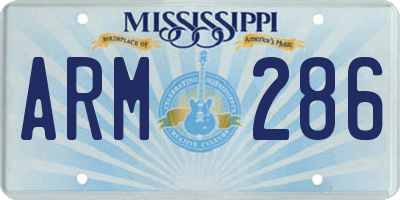 MS license plate ARM286