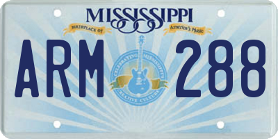 MS license plate ARM288