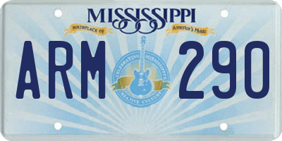 MS license plate ARM290