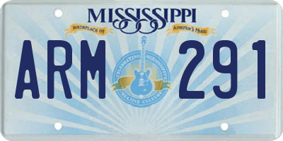 MS license plate ARM291