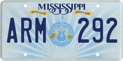 MS license plate ARM292