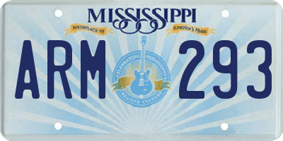 MS license plate ARM293