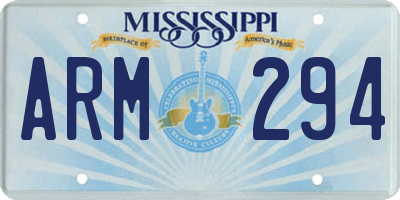 MS license plate ARM294