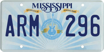MS license plate ARM296