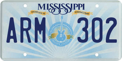 MS license plate ARM302
