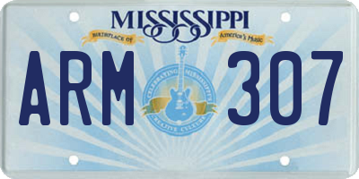 MS license plate ARM307