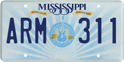 MS license plate ARM311