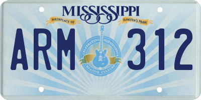 MS license plate ARM312