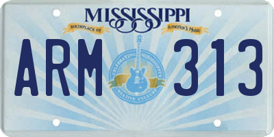 MS license plate ARM313