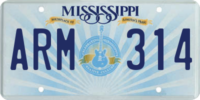 MS license plate ARM314