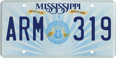 MS license plate ARM319