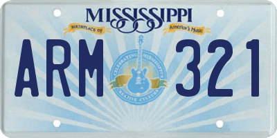 MS license plate ARM321