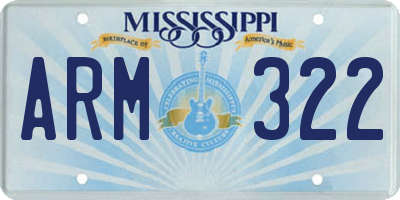 MS license plate ARM322