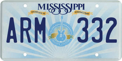 MS license plate ARM332
