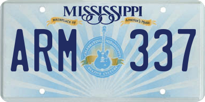 MS license plate ARM337