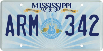 MS license plate ARM342