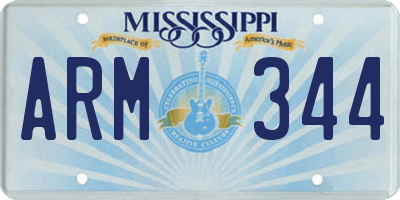 MS license plate ARM344