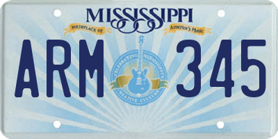 MS license plate ARM345